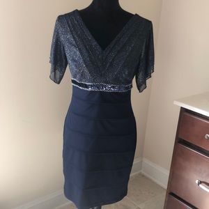 EnFocus Petite pretty navy blue sparkle dress